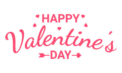 Happy Valentines Day lettering with heart shape Vector illustration isolated on white background