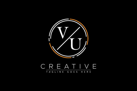 letter vu elegant and luxury Initial with circle frame minimal monogram logo design vector template