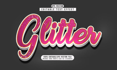 Glitter 3d editable text effect vector template