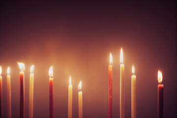 Several candles were lit, warm light with Generative AI