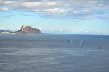 Mediterranean sea in Alicante coast, Spain, between the towns of Albir and Calpe in a sunny day.
