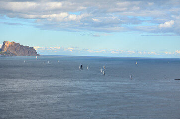 Mediterranean sea in Alicante coast, Spain, between the towns of Albir and Calpe in a sunny day.