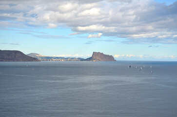 Mediterranean sea in Alicante coast, Spain, between the towns of Albir and Calpe in a sunny day.