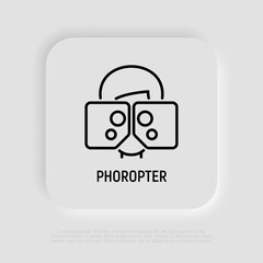 Fototapeta premium Phoropter thin line icon. Medical equipment. Vision examination. Ophthalmology vector illustration.