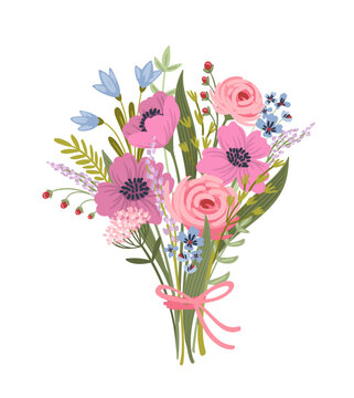 Isolated llustration bouquet of flowers. Vector design concept for holyday and other.