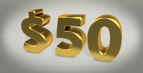 50$, 50, fünfzig, Dollar, preis, kosten, prämie, zahl, betrag, Gutschrift, Gewinn, Kapital, Business, Schrift, 3d, gold, silber