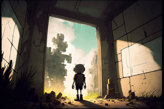 A robot in comic style. Generative AI