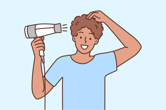 recommend clip art: Man drying hair with dryer
