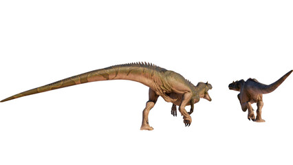 Allosaurus roaring isolated on blank background PNG ultra high resolution