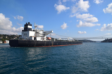 Cargo ship on Bosporus Straight Turkey Istanbul Turkle