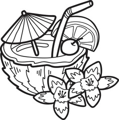 Hand Drawn Coconut water and coconut balls illustration