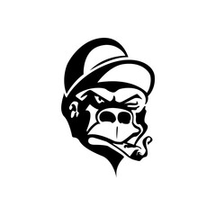 Gorilla in the hat is smoking vector illustration