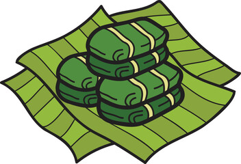 Hand Drawn Khao Tom Mud or Thai desserts illustration