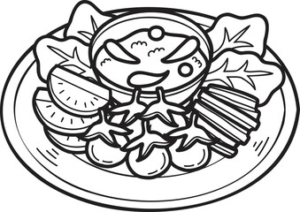 Hand Drawn Shrimp paste chili paste or Thai food illustration