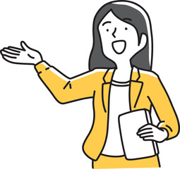 笑顔で案内する女子社員