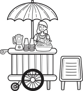 Hand Drawn Street Food Juice Cart illustration