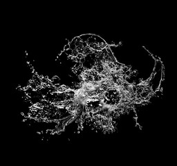Pure Water splash isolated on black background. Royalty high-quality free stock photo image of...