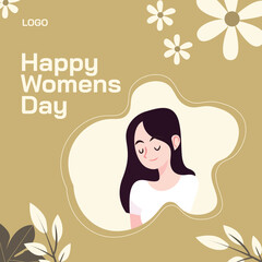 Happy women's day poster with a female character background