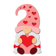 Valentine lady gnomes  holding  heart