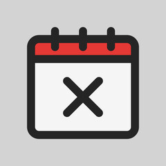 Cancel schedule icon in filled line style, use for website mobile app presentation