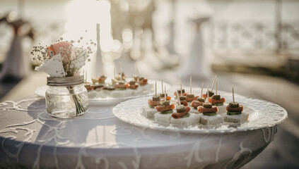 Canape Table at the Seaside Reception
