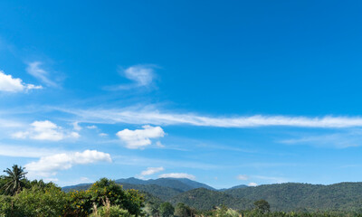 sky with clouds, mountain summer in thailand, beautiful tropical background for travel landscape
