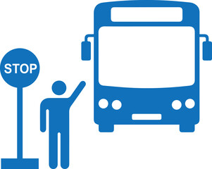 Bus stop icon, transportation icon blue vector