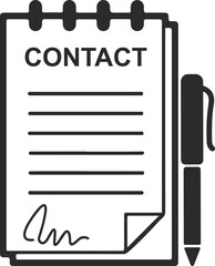 Contact paper signing icon, business contact sign icon black vector