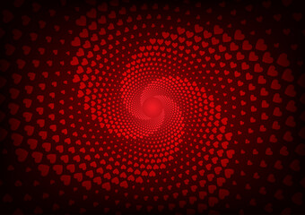 Abstract red heart circle votex center love background