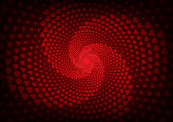 Abstract red heart circle votex center love background