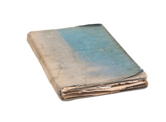 Closed old book, notebook isolated on white background
