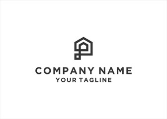 Letter p home building architecture logo design illustration template