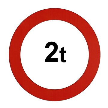 Illustration des Stra&szlig;enverkehrszeichens "Maximal zul&auml;ssiges Gesamtgewicht 2t"	