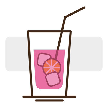 glass juice ice. Organic fruit banner. Vector illustration. Stock image.