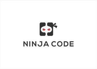 ninja code logo design vector illustration template