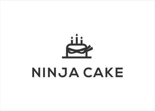 Ninja Birthday cake logo design vector template