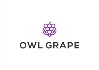 owl grape logo design vector, fruit, vegetable