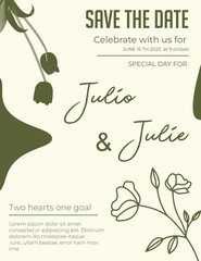 wedding card template editable with floral ornament