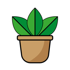 cartoon flowerpot. Plant floral design. Vector illustration. stock image.