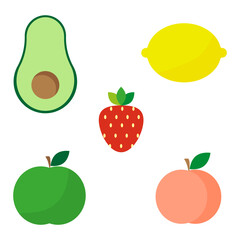 Fruit colored icons. Vector illustration.