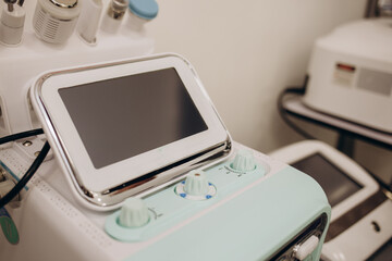 Laser hair removal treatment. Clinic skin care procedure. Medical dermatology photo equipment....