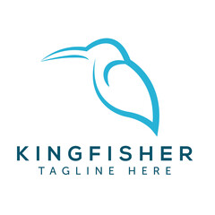Kingfisher logo with line art. vector illustration.