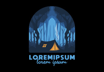 Colorful flat illustration of camping in the jungle