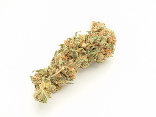 Dry marijuana buds flower on a white background