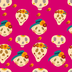 Seamless pattern Day of the dead Mexican holiday