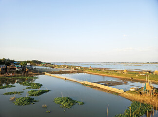 Beautiful Landscape view titas river at brahmanbaria, bangladesh