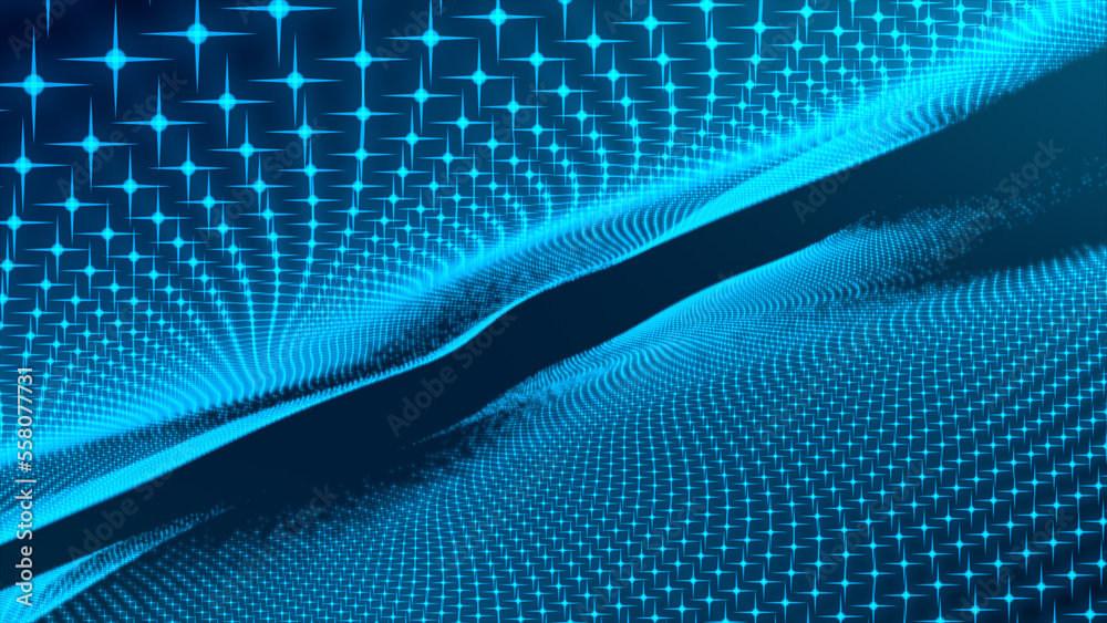 Poster network connection structure. digital dynamic wave of dots. digital dynamic wave of dots. network co