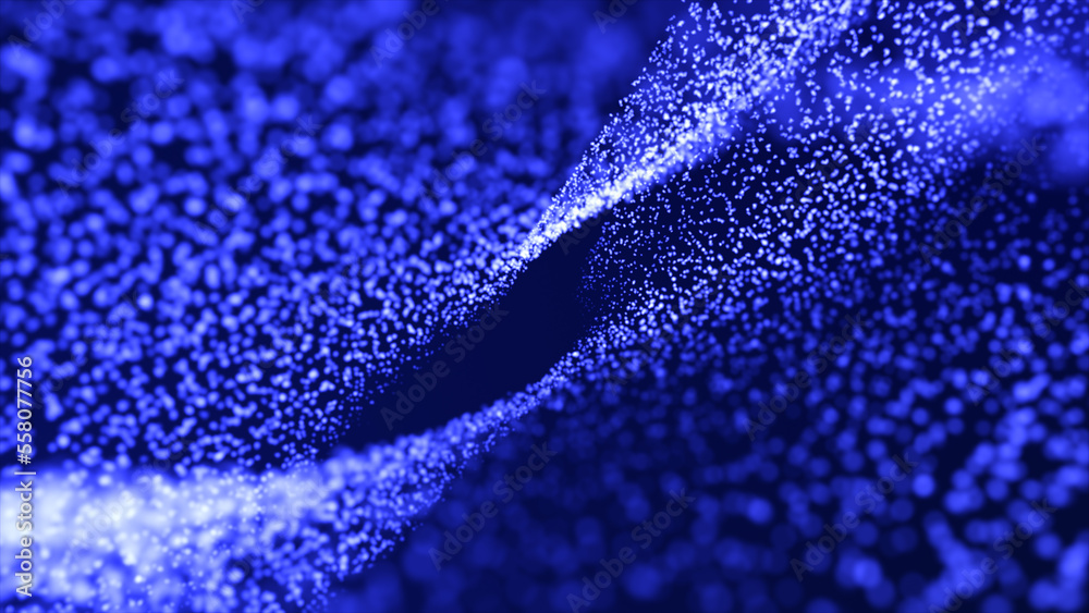 Poster Abstract wave. Big data technology 3d rendering. Abstract background with a dynamic wave.Connecting background.