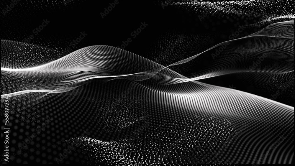 Poster Abstract background with a dynamic wave.Connecting background. Abstract wave. Big data technology 3d rendering
