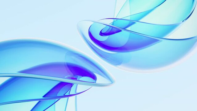 Gradient transparent curve glass, 3d rendering.